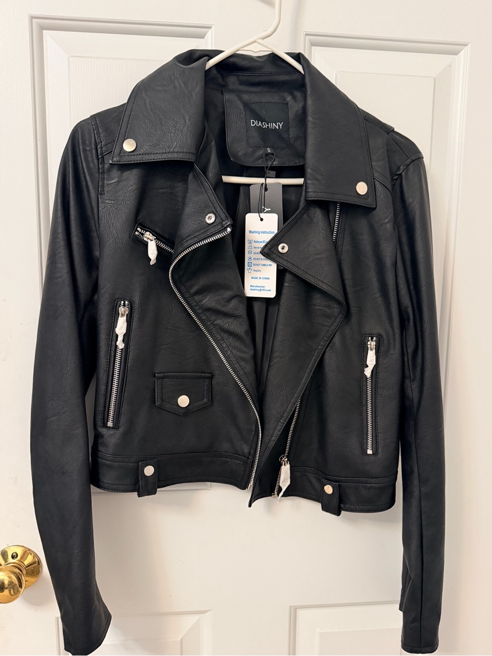 Women’s Black Faux Leather Moto Jacket